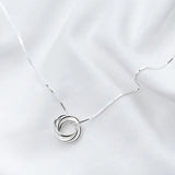 925 Sterling Silver Round Pendant Necklace Women High Multi-circle Necklace