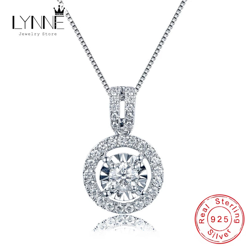 925 Sterling Silver Zircon Pendant Necklace Women Jewelry CZ Chain Gift