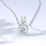 925 Sterling Silver Zircon Pendant Necklace Women Jewelry CZ Chain Gift
