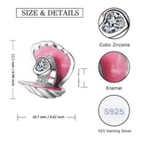925 Silver Shell Beads with Pink Enamel for Bracelet Making
