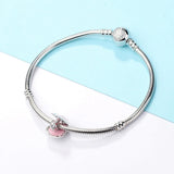 925 Silver Shell Beads with Pink Enamel for Bracelet Making