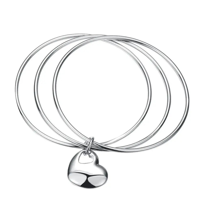 925 Silver Multi-Ring Bracelet Bangle, Men Women Jewelry