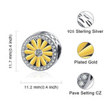 925 Silver Daisy Flower Beads with CZ for Bracelet Making