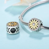 925 Silver Daisy Flower Beads with CZ for Bracelet Making