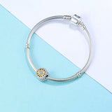 925 Silver Daisy Flower Beads with CZ for Bracelet Making