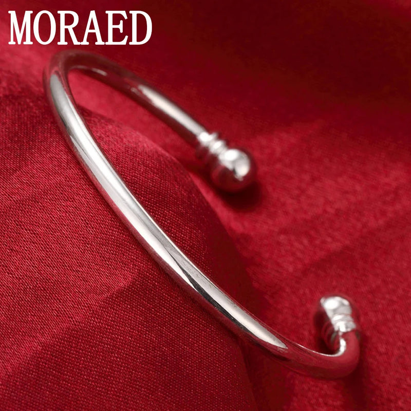925 Sterling Silver Beads Bangle Bracelet For Women