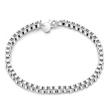 925 Sterling Silver Square 3mm Box Chain Bracelet Women Men Charm Jewelry