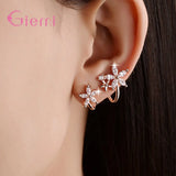 925 Silver Stud Earrings Austrian Crystal Flower Women Party Engagement