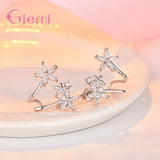 925 Silver Stud Earrings Austrian Crystal Flower Women Party Engagement