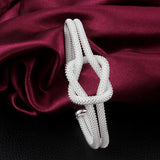 925 Silver Knot Cuff Bracelet Classic Jewelry