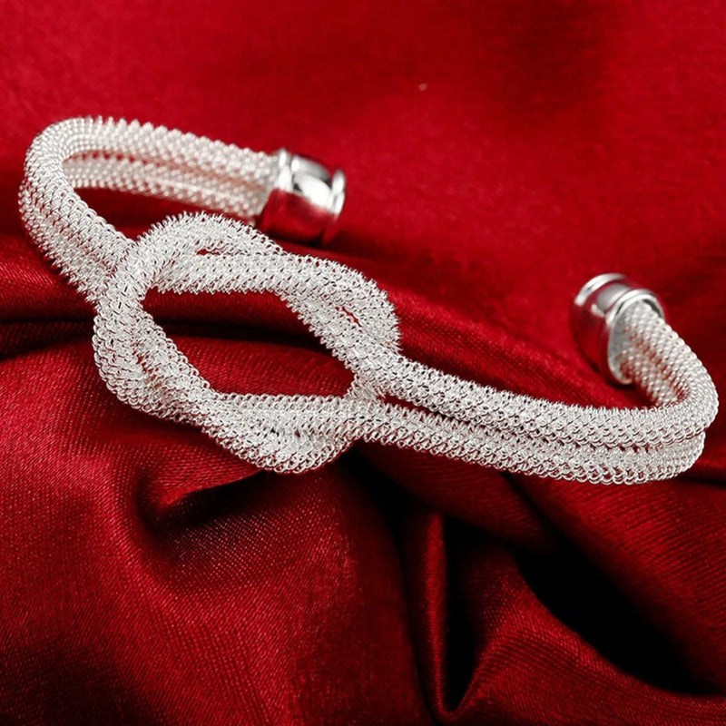 925 Silver Knot Cuff Bracelet Classic Jewelry
