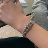 925 Sterling Silver Vintage Woven Mesh Heart Interior Bracelet