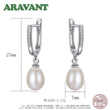 925 Sterling Silver Pearl Drop Earrings with Cubic Zircon Wedding Jewelry