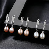 925 Sterling Silver Pearl Drop Earrings with Cubic Zircon Wedding Jewelry