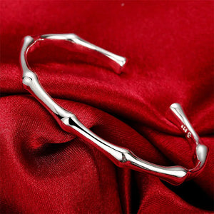 925 Silver Bamboo Open Bangle Women