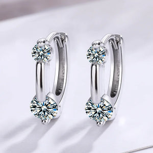 Crystal Star Ladies Stud Earrings 925 Silver Needle Jewelry