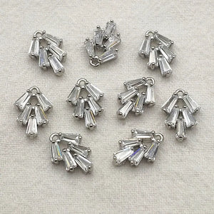 CZ Feather Charm 50pcs DIY Necklace Earring Parts
