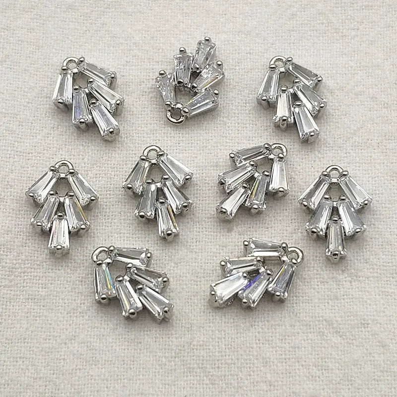 CZ Feather Charm 50pcs DIY Necklace Earring Parts