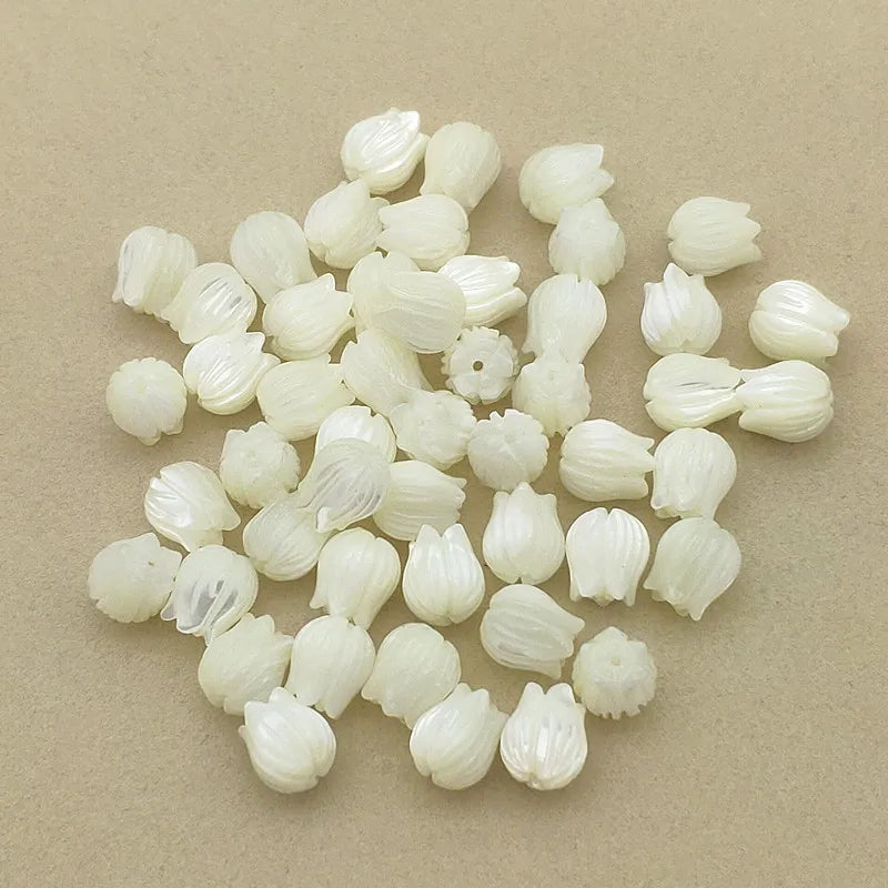 30pcs Real Nature Shell Tulip Flower Beads for Jewelry Making