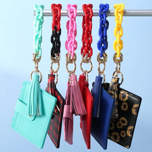 Acrylic Link Chain Keychain Wristlet Key Chain with Tassel