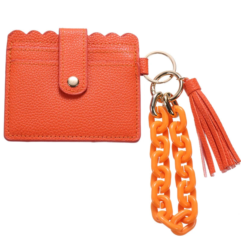 Acrylic Link Chain Keychain Wristlet Key Chain with Tassel
