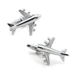 Silver Plane Aircraft Cuff Links for Men