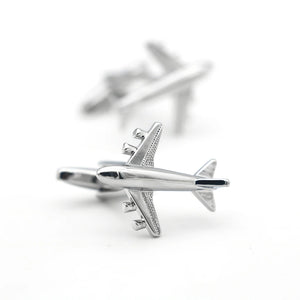 Silver Plane Aircraft Cuff Links for Men