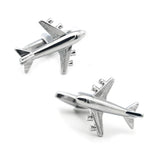 Silver Plane Aircraft Cuff Links for Men