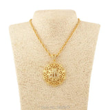 Allah Islamic Pendant Rhinestone Hollow Necklace for Men Women