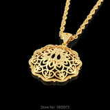 Allah Islamic Pendant Rhinestone Hollow Necklace for Men Women