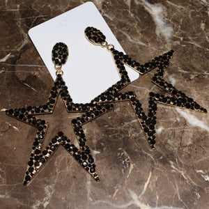 Rhinestone Big Star Dangle Earrings Exaggerate Lady's Statement Jewelry