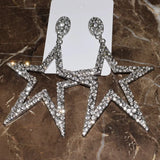 Rhinestone Big Star Dangle Earrings Exaggerate Lady's Statement Jewelry