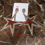 Rhinestone Big Star Dangle Earrings Exaggerate Lady's Statement Jewelry