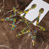 Rhinestone Big Star Dangle Earrings Exaggerate Lady's Statement Jewelry
