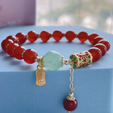 Arrival Animal Year Cloisonne Prayer Wheel Red Agate Bracelet