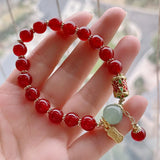 Arrival Animal Year Cloisonne Prayer Wheel Red Agate Bracelet