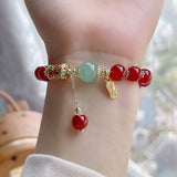 Arrival Animal Year Cloisonne Prayer Wheel Red Agate Bracelet