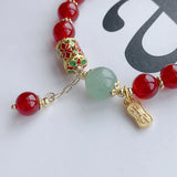 Arrival Animal Year Cloisonne Prayer Wheel Red Agate Bracelet