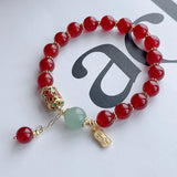 Arrival Animal Year Cloisonne Prayer Wheel Red Agate Bracelet