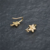 Anti-rust Flower CZ Beads Earring Hooks Jewelry Findings
