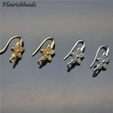 Anti-rust Flower CZ Beads Earring Hooks Jewelry Findings