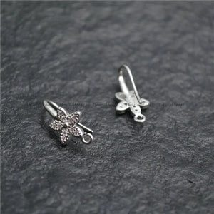 Anti-rust Flower CZ Beads Earring Hooks Jewelry Findings