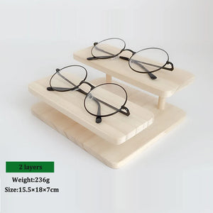Wooden Sunglasses Stand Glasses Display Jewelry Holder Bracelet Watches Show