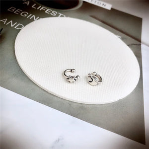 925 Sterling Silver Star and Moon Clip Earrings