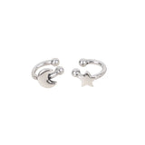 925 Sterling Silver Star and Moon Clip Earrings
