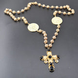 Vintage Long Necklace Baroque Cross Retro Necklace Catwalk Court Necklace