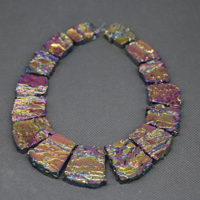 Titanium Purple Necklace Stone, Sediment Slice Beads Top Drilled Slab