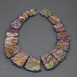 Titanium Purple Necklace Stone, Sediment Slice Beads Top Drilled Slab