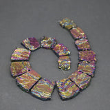 Titanium Purple Necklace Stone, Sediment Slice Beads Top Drilled Slab