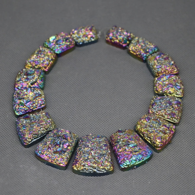 Titanium Rainbow Stone Necklace Sediment Slice Beads Jewelry Making